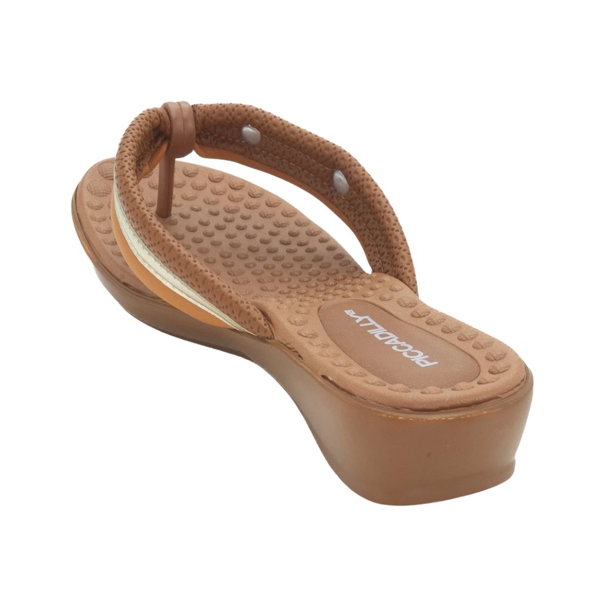 Chinelo Feminino Dedo Anabela Piccadilly Marrom Bege 5