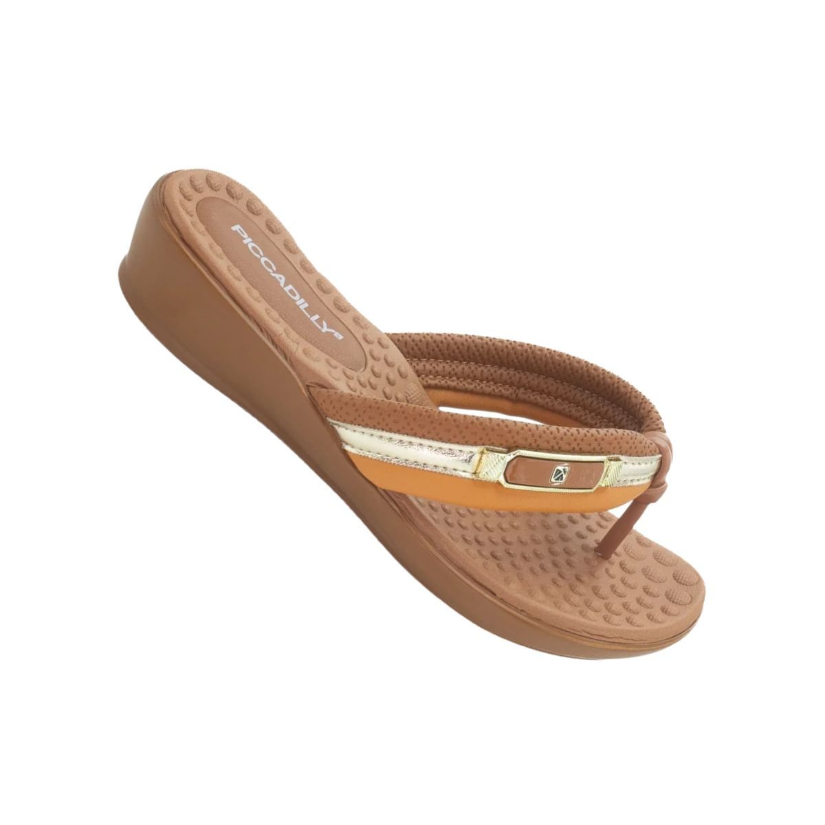 Chinelo Feminino Dedo Anabela Piccadilly Marrom Bege 7