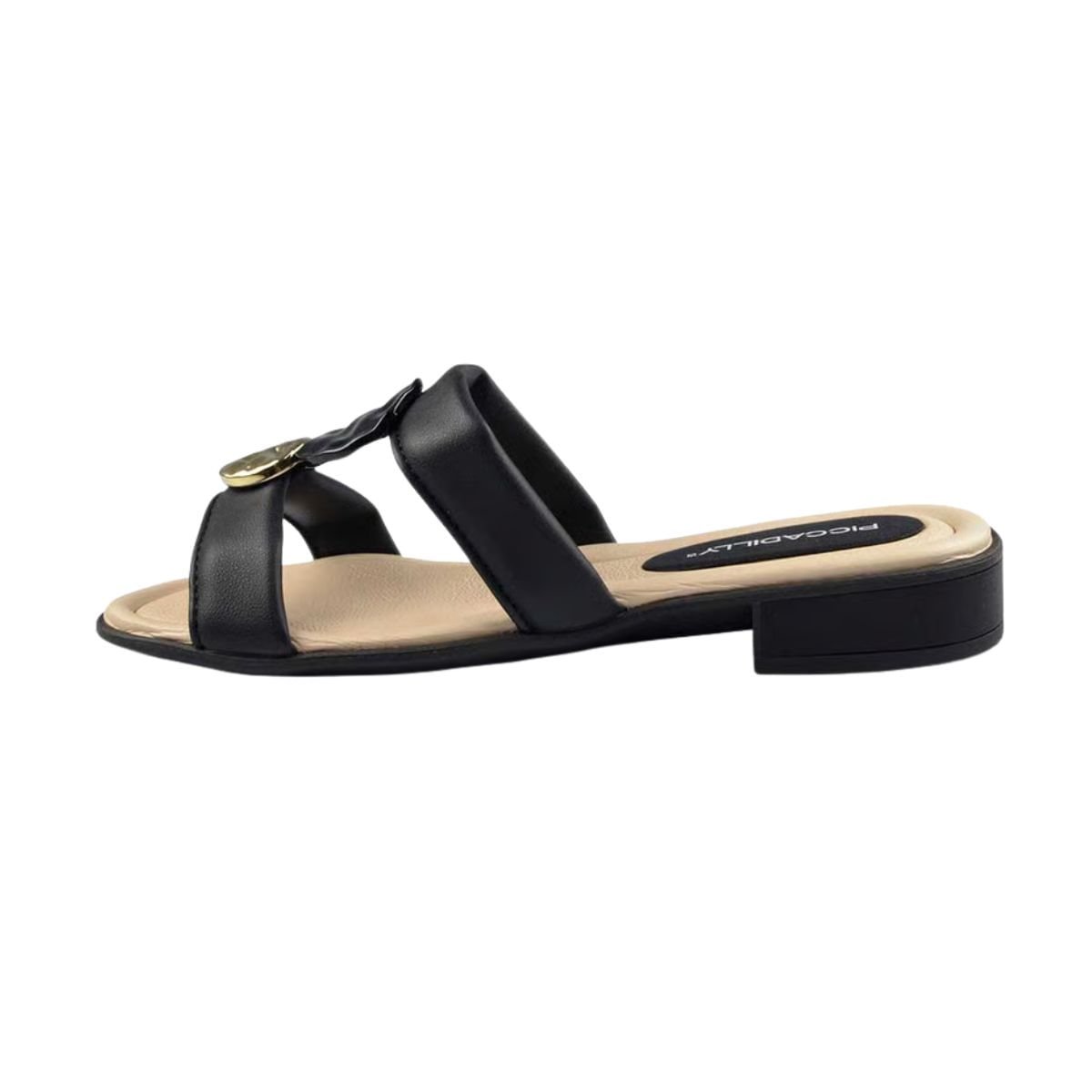 Tamanco Feminino Salto Baixo Grosso Piccadilly Preto Preto 5