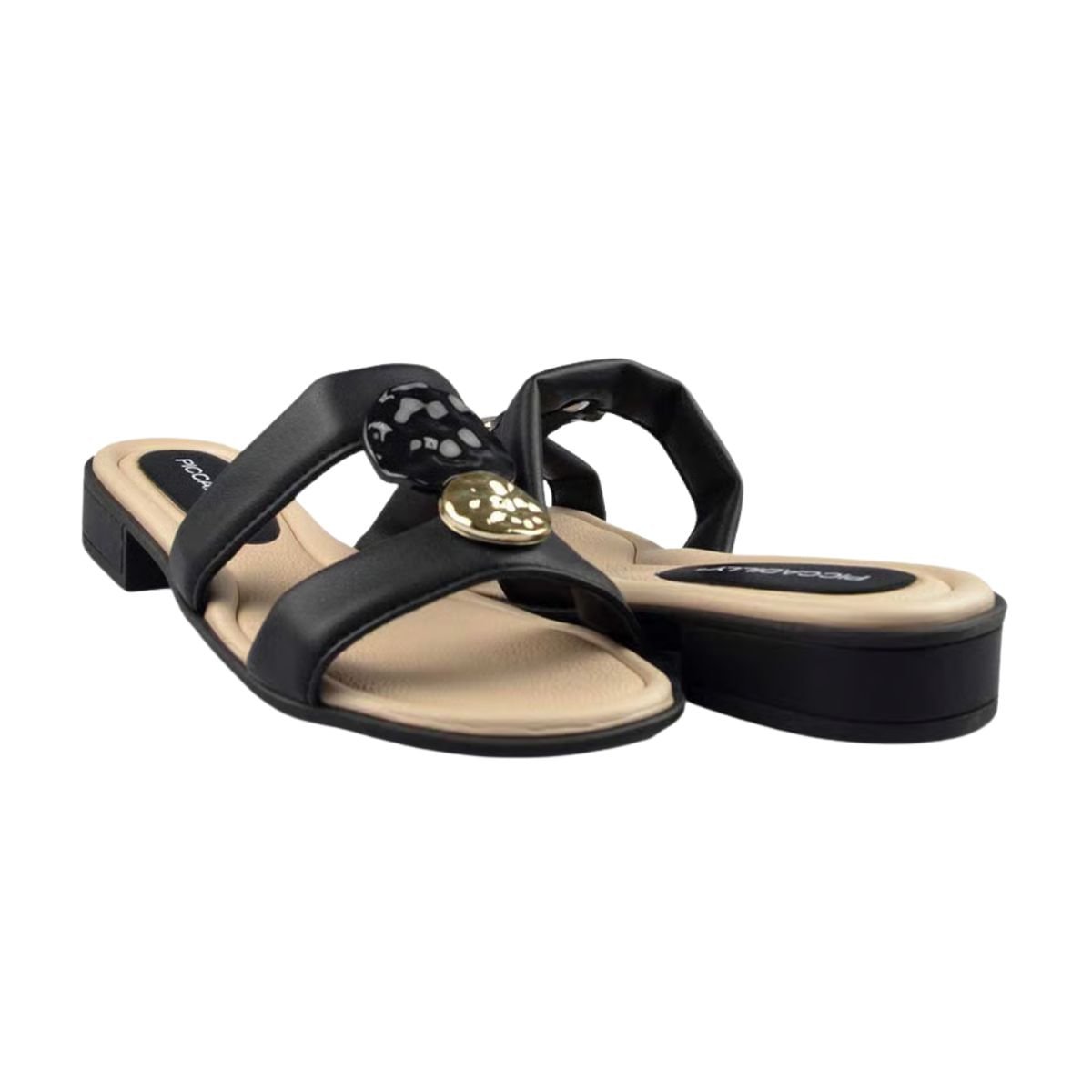 Tamanco Feminino Salto Baixo Grosso Piccadilly Preto Preto 7
