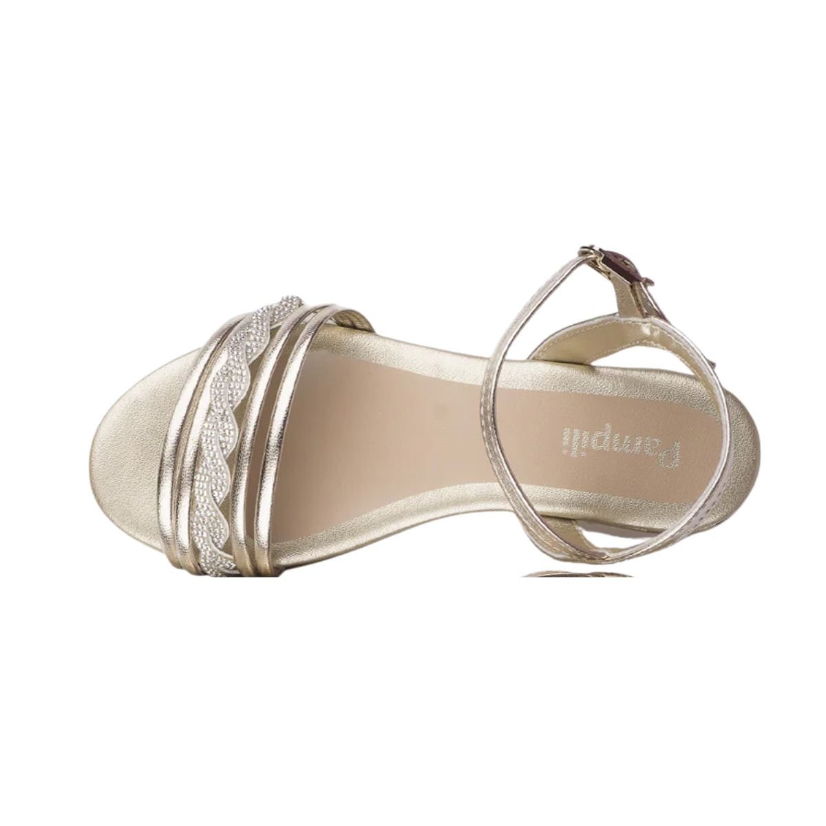 Sandália Infantil Salto Baixo Grosso Pampili Fancy Dourada Dourado 6