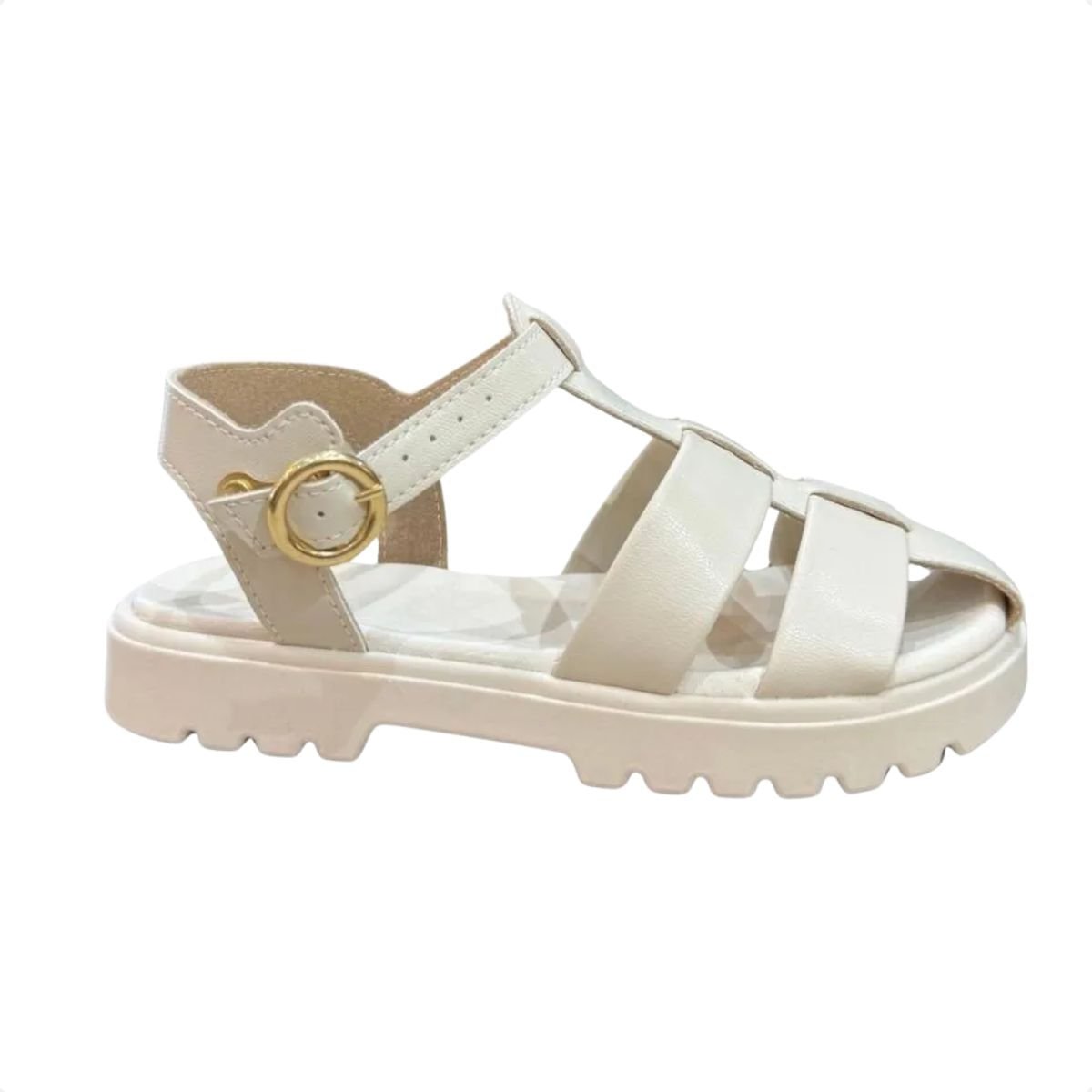 Sandália Infantil Flat Molekinha Tratorado Off White