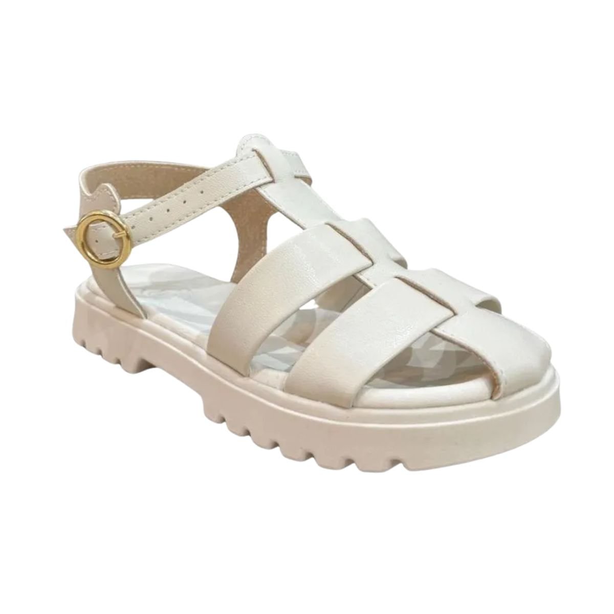 Sandália Infantil Flat Molekinha Tratorado Off White Branco 2