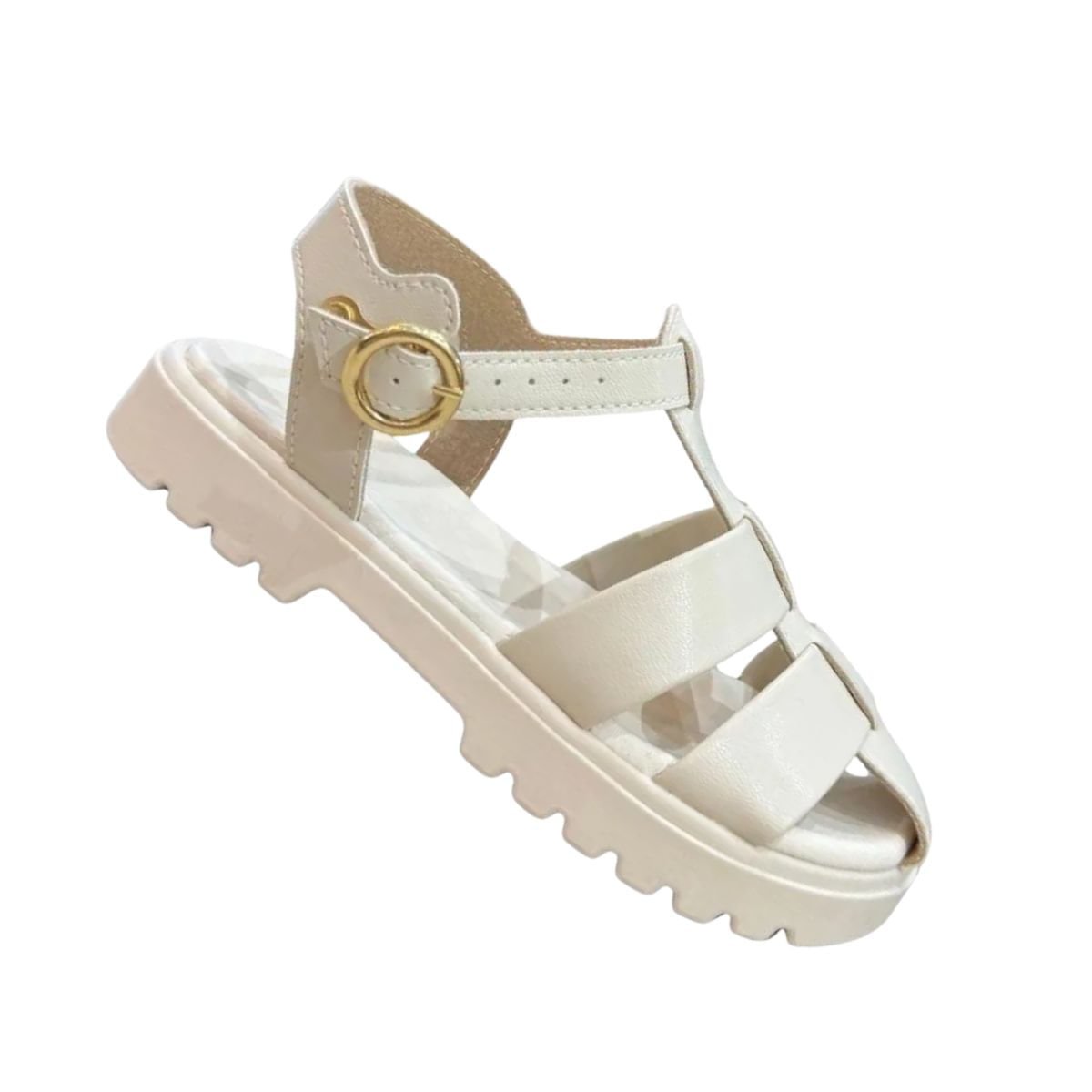 Sandália Infantil Flat Molekinha Tratorado Off White Branco 7