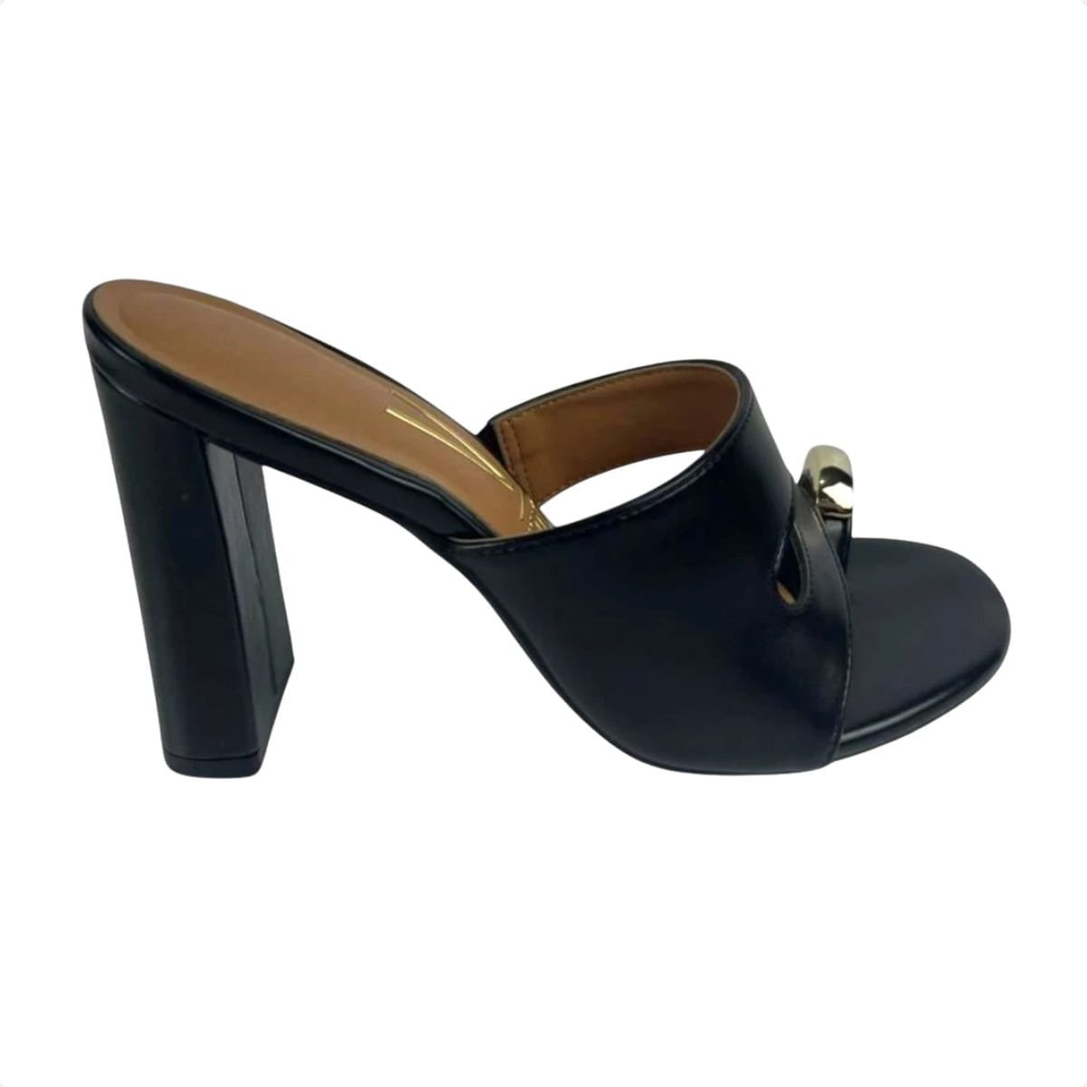 Tamanco Feminino Salto Alto Grosso Vizzano Preto