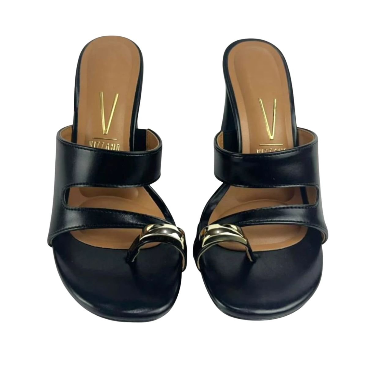 Tamanco Feminino Salto Alto Grosso Vizzano Preto Preto 3