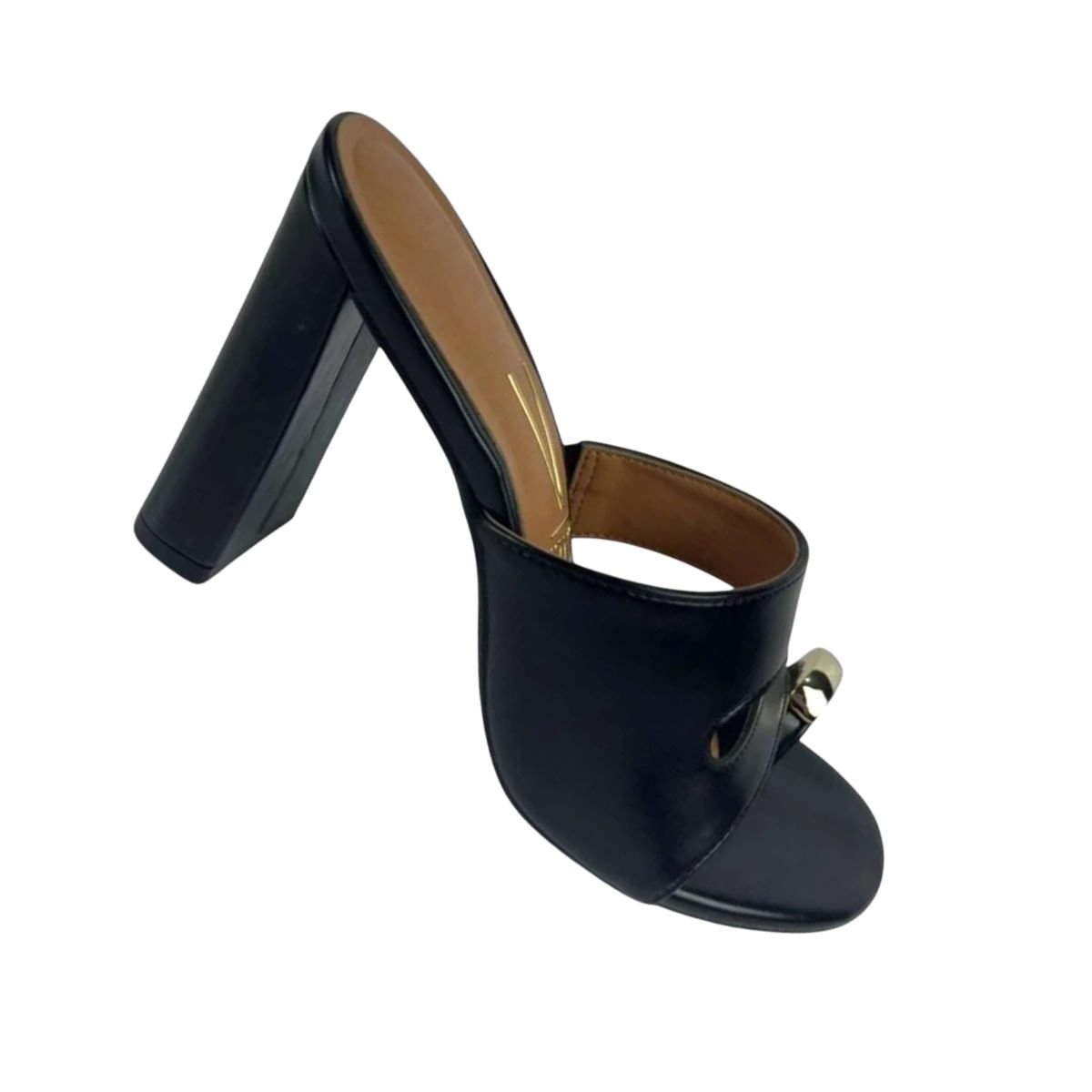 Tamanco Feminino Salto Alto Grosso Vizzano Preto Preto 7