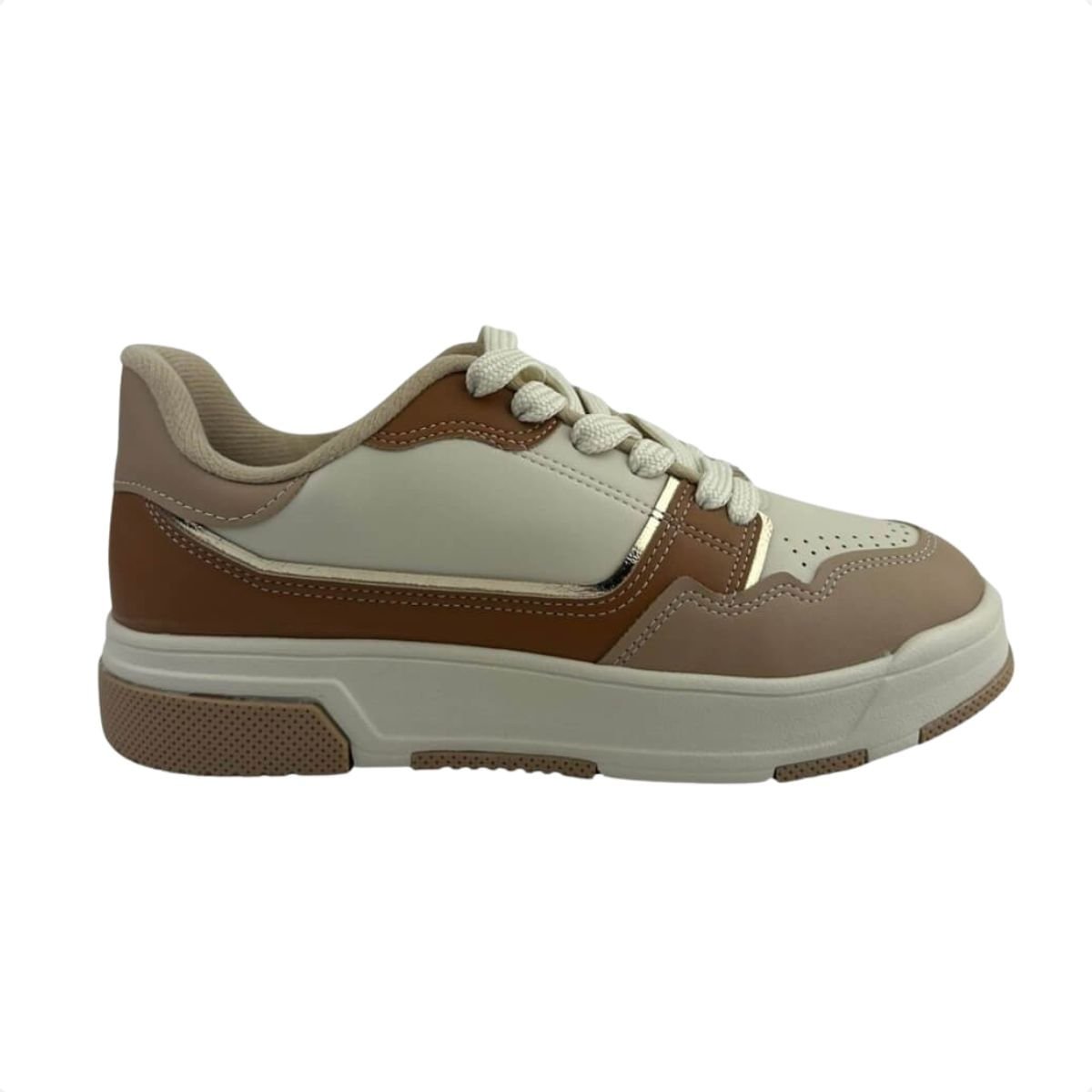 Tênis Moda Feminino Vizzano Off White E Marrom