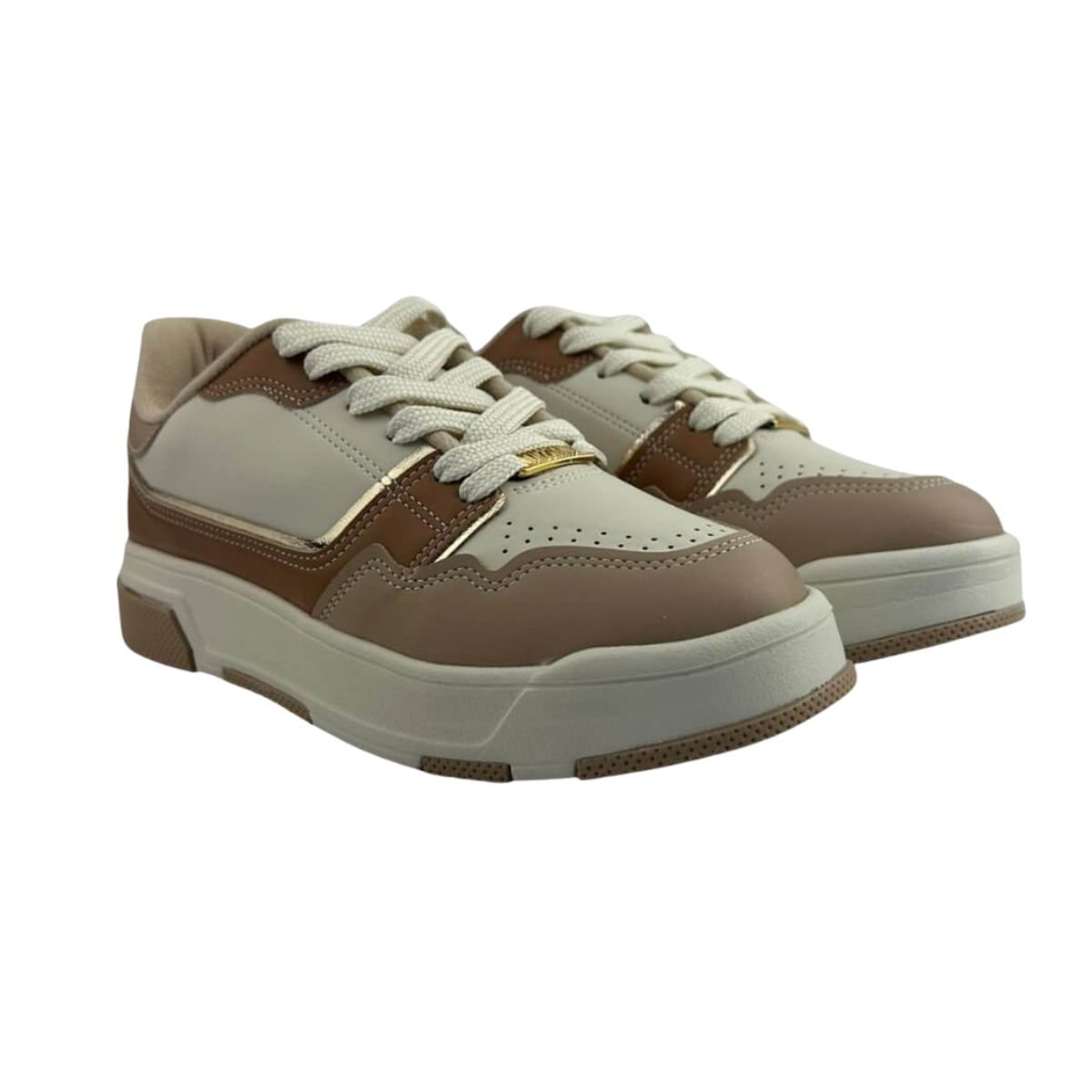 Tênis Moda Feminino Vizzano Off White E Marrom Branco/Marrom 2