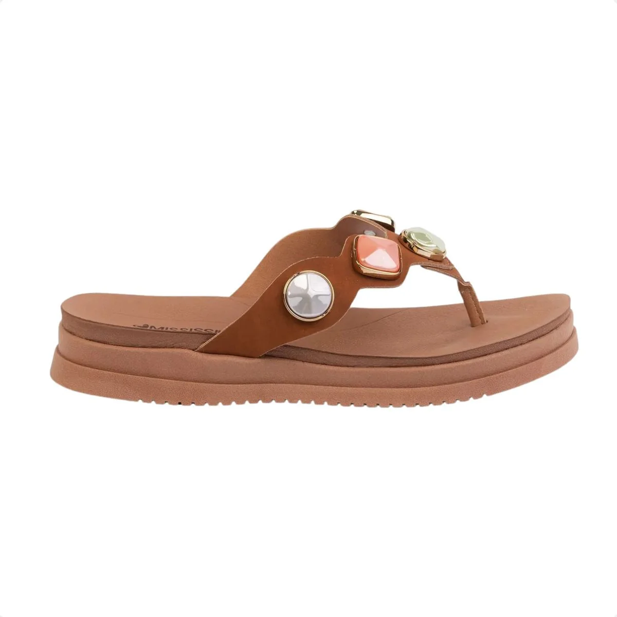 Tamanco Feminino Papete Mississipi Pedrarias Marrom