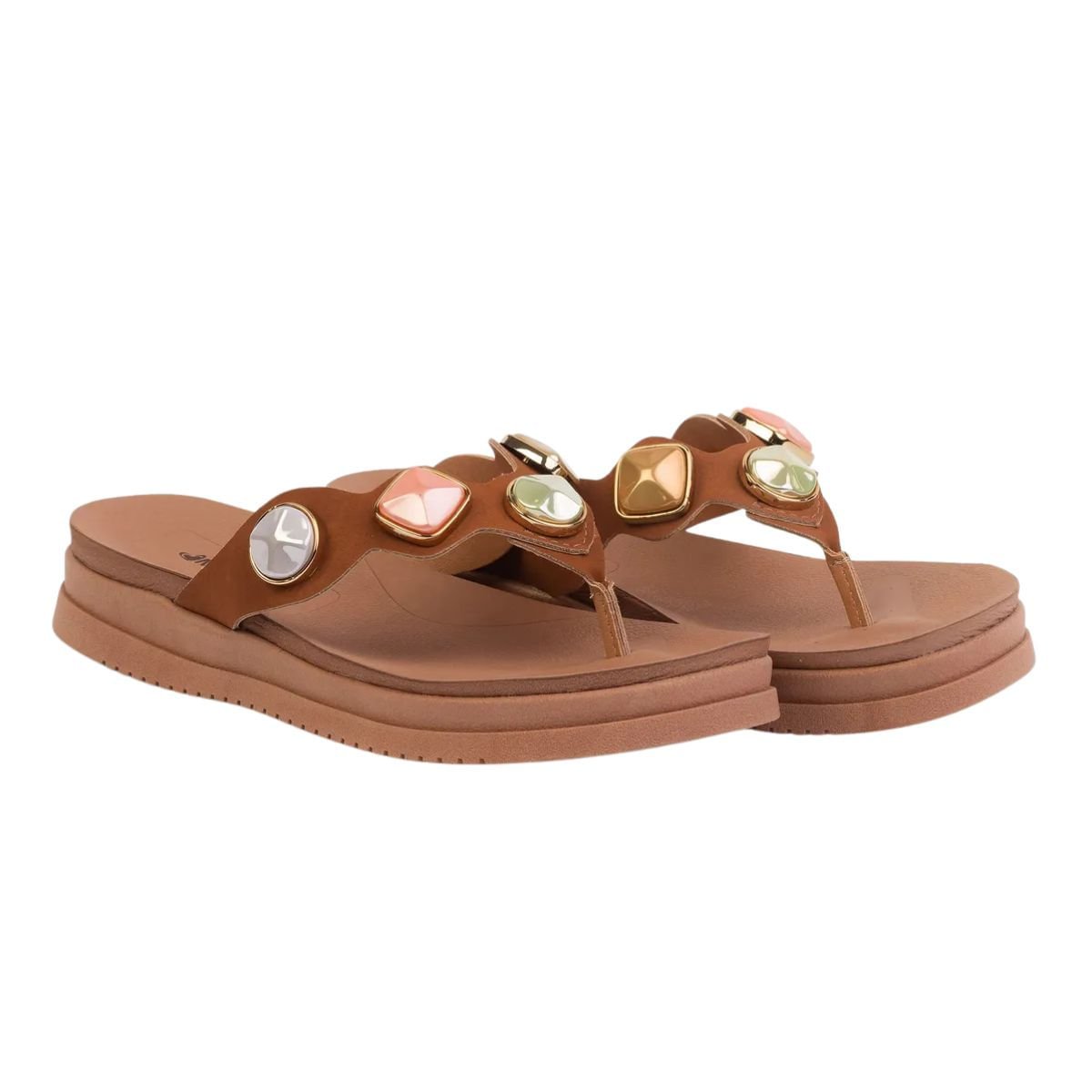 Tamanco Feminino Papete Mississipi Pedrarias Marrom Marrom 3