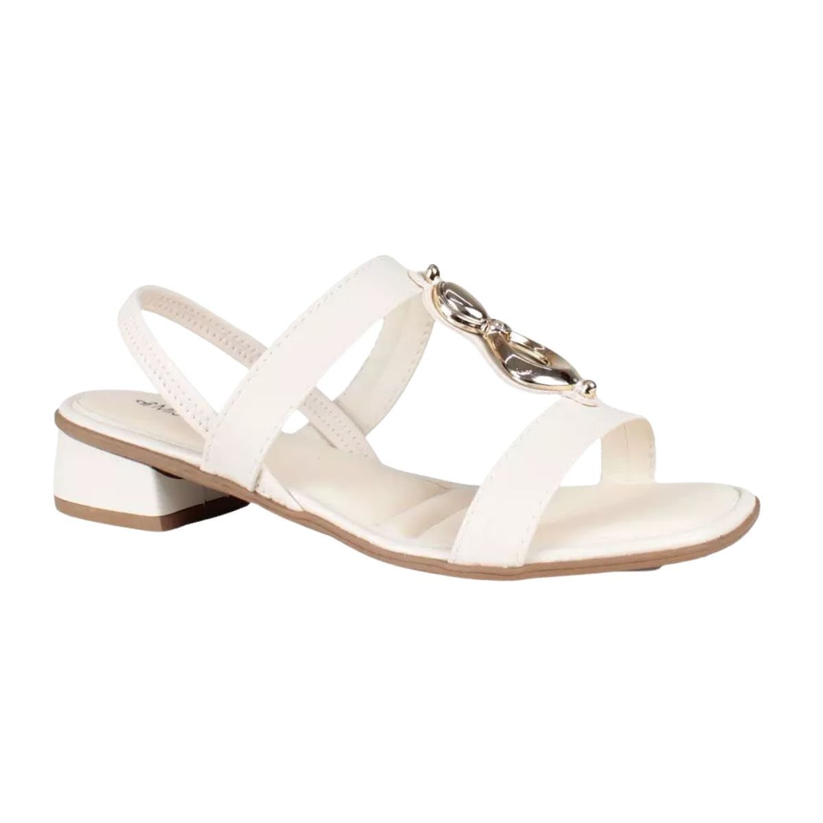 Sandália Feminina Salto Baixo Grosso Mississipi Off White Branco 2