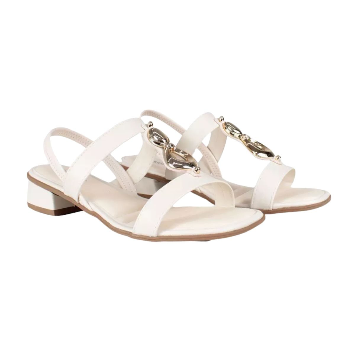 Sandália Feminina Salto Baixo Grosso Mississipi Off White Branco 3