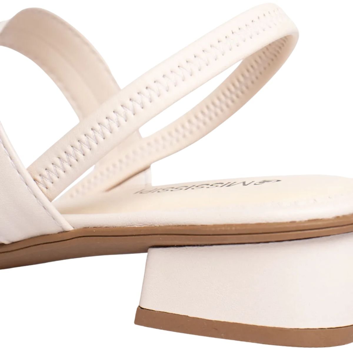 Sandália Feminina Salto Baixo Grosso Mississipi Off White Branco 6