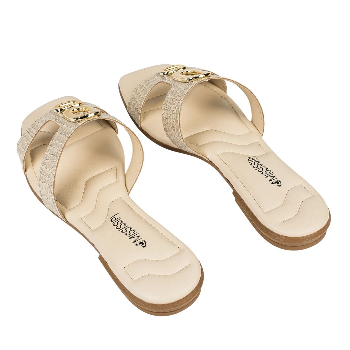 Tamanco Feminino Slide Rasteiro Mississipi Bege Bege 7
