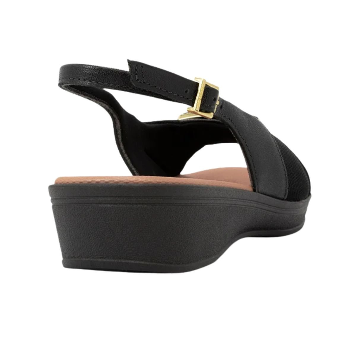Sandália Feminina Anabela Salto Baixo Usaflex Preta Preto 5