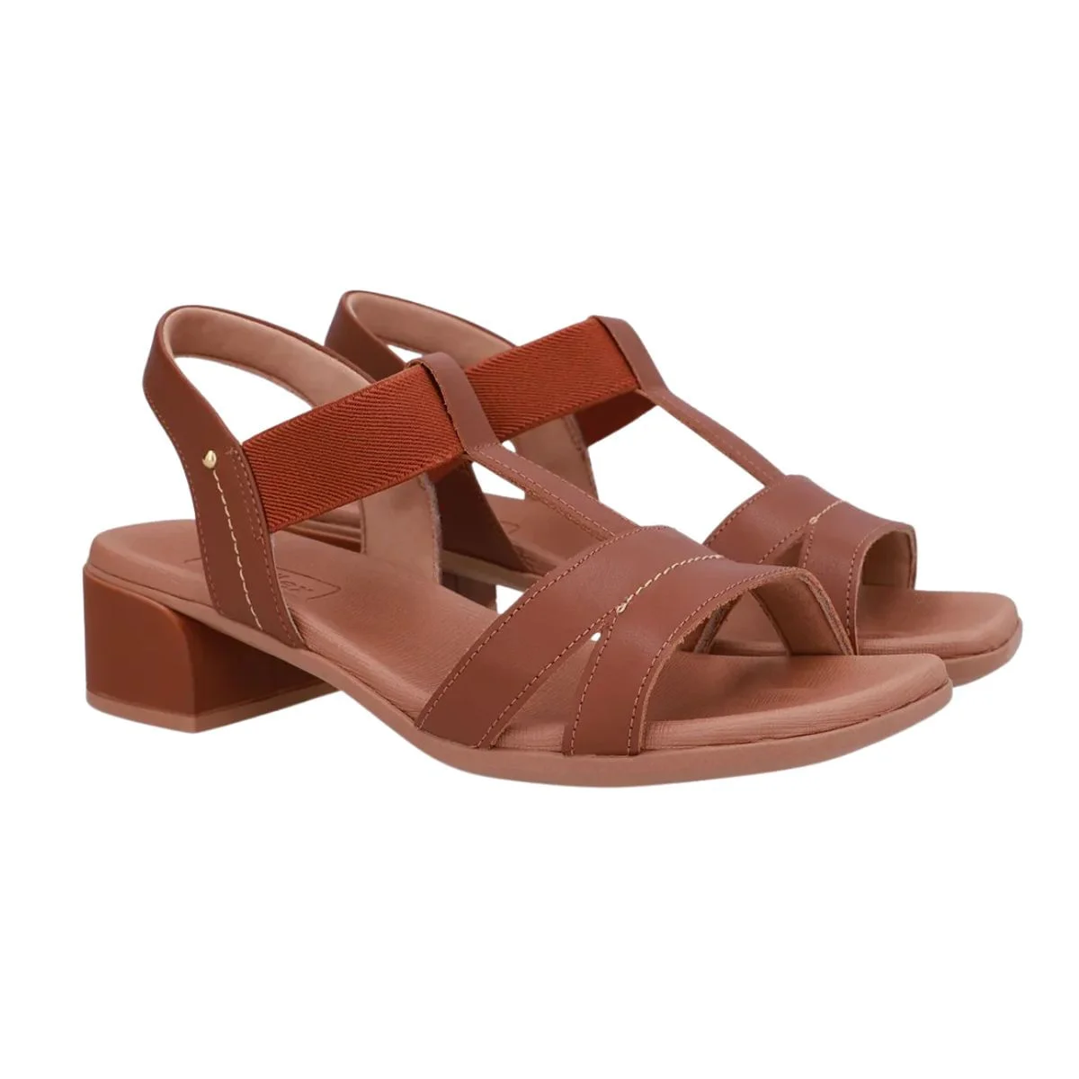 Sandália Feminina Salto Médio Grosso Usaflex Marrom Marrom 2