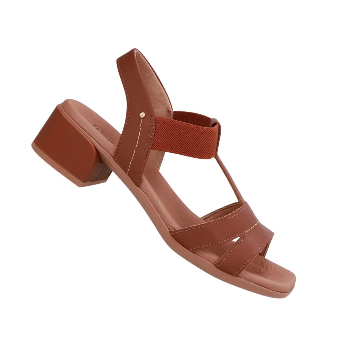 Sandália Feminina Salto Médio Grosso Usaflex Marrom Marrom 7