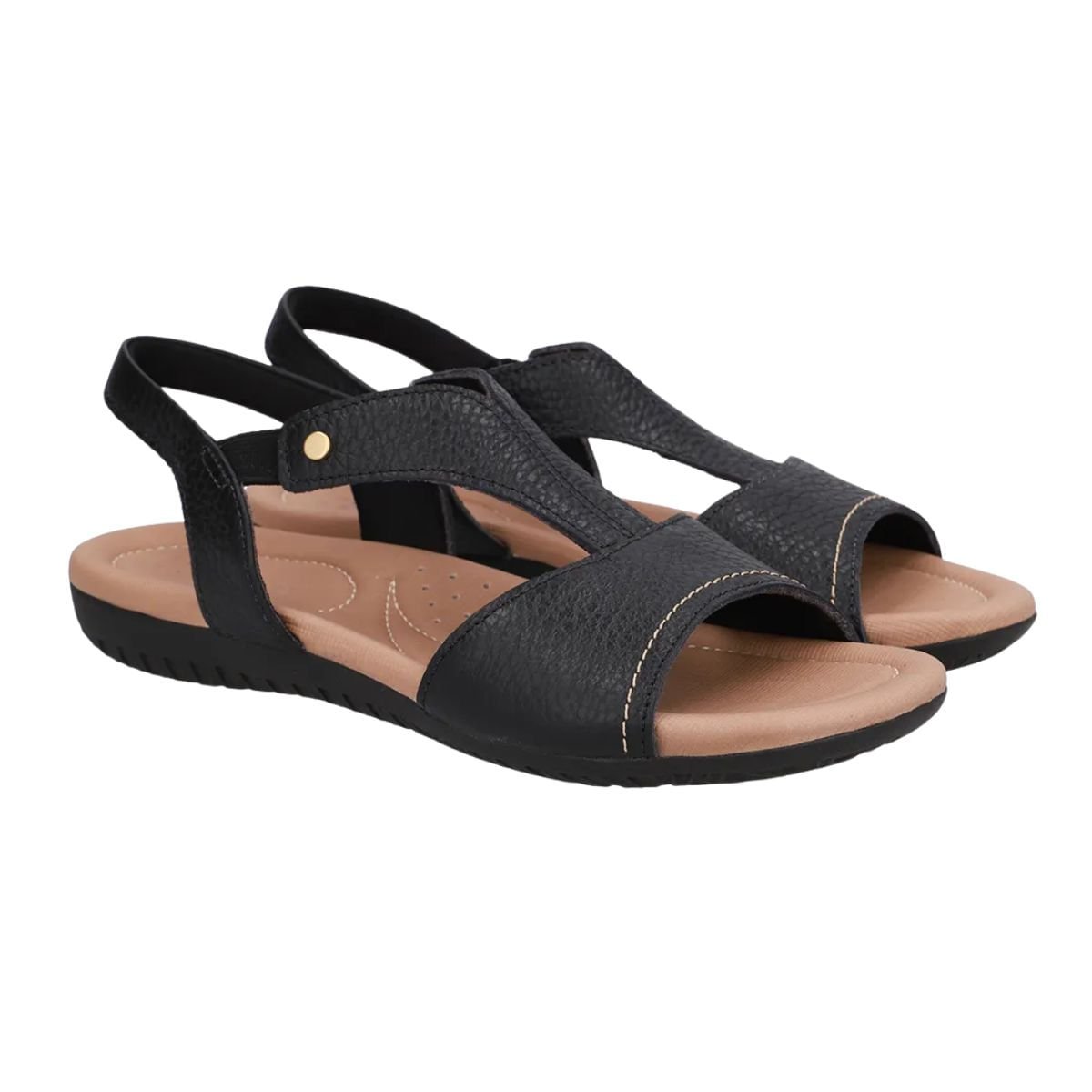 Sandália Feminina Anabela Salto Baixo Usaflex Preta Preto 2