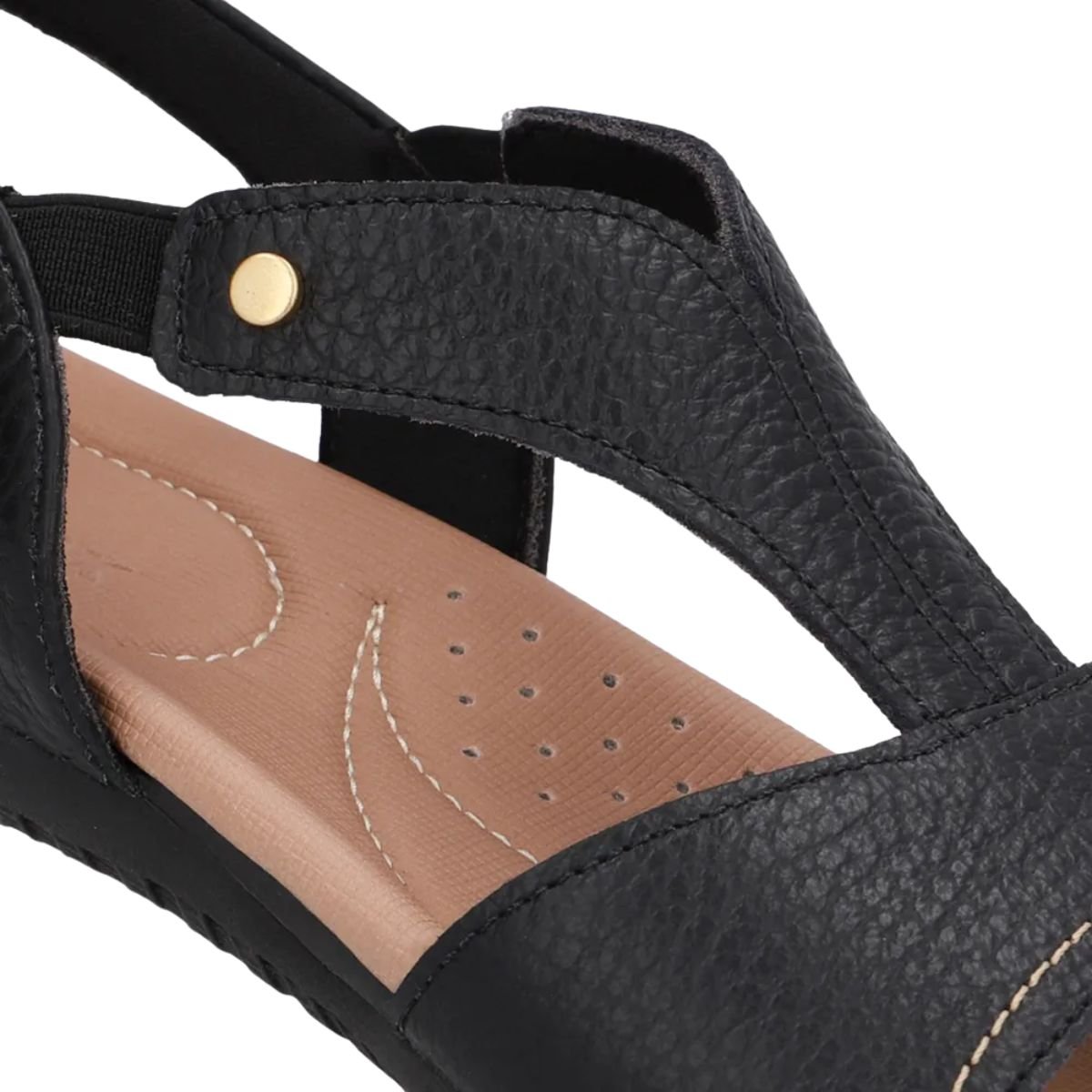 Sandália Feminina Anabela Salto Baixo Usaflex Preta Preto 3