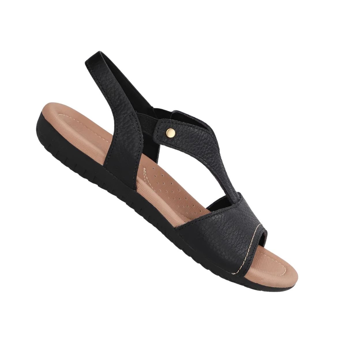 Sandália Feminina Anabela Salto Baixo Usaflex Preta Preto 6