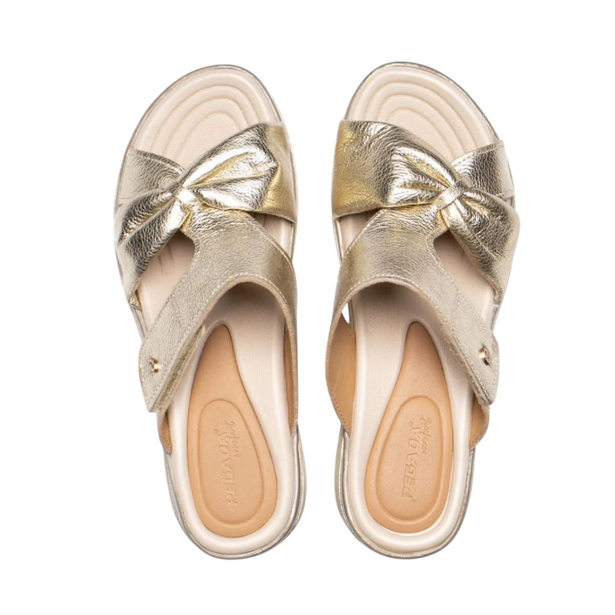 Tamanco Feminino Anabela Pegada Dourado Dourado 2