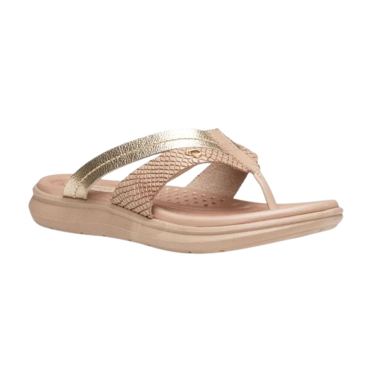 Tamanco Feminino Anabela Pegada Stars Creme Dourado 2