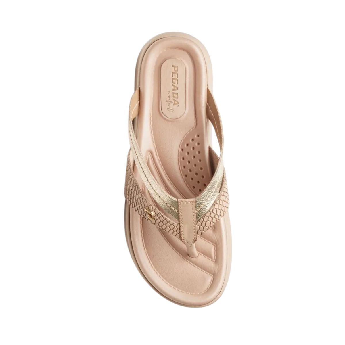 Tamanco Feminino Anabela Pegada Stars Creme Dourado 6