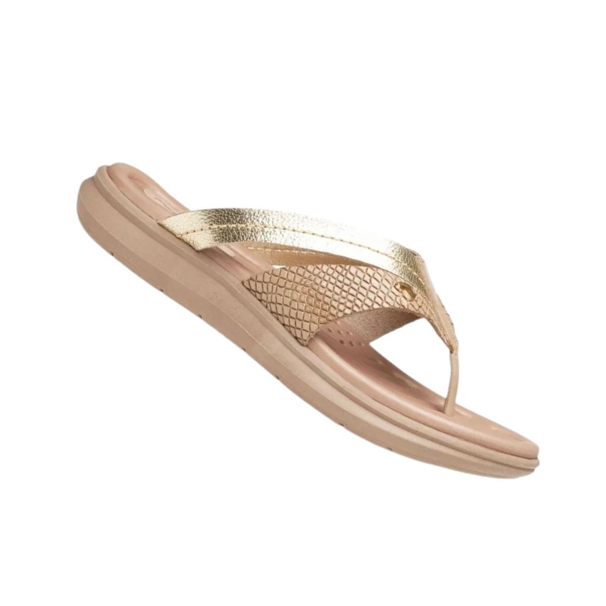 Tamanco Feminino Anabela Pegada Stars Creme Dourado 7