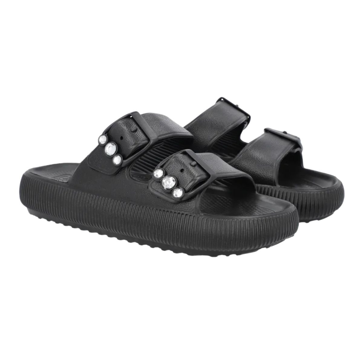 Chinelo Feminino Slide Poofy Fivela Usaflex Preto Preto 2