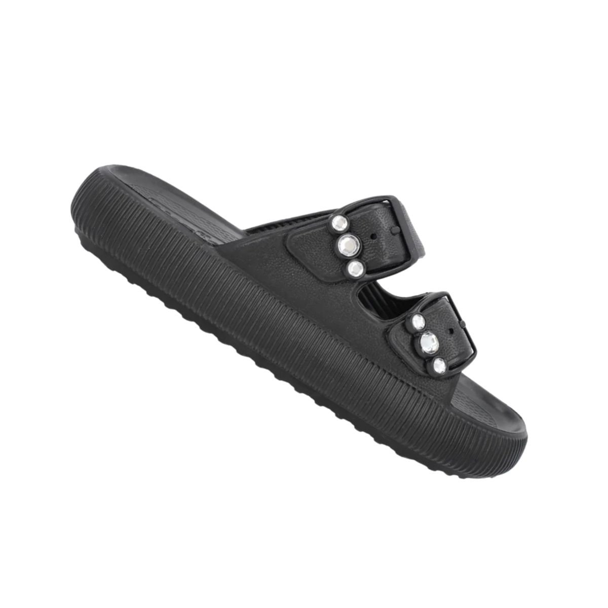 Chinelo Feminino Slide Poofy Fivela Usaflex Preto Preto 6