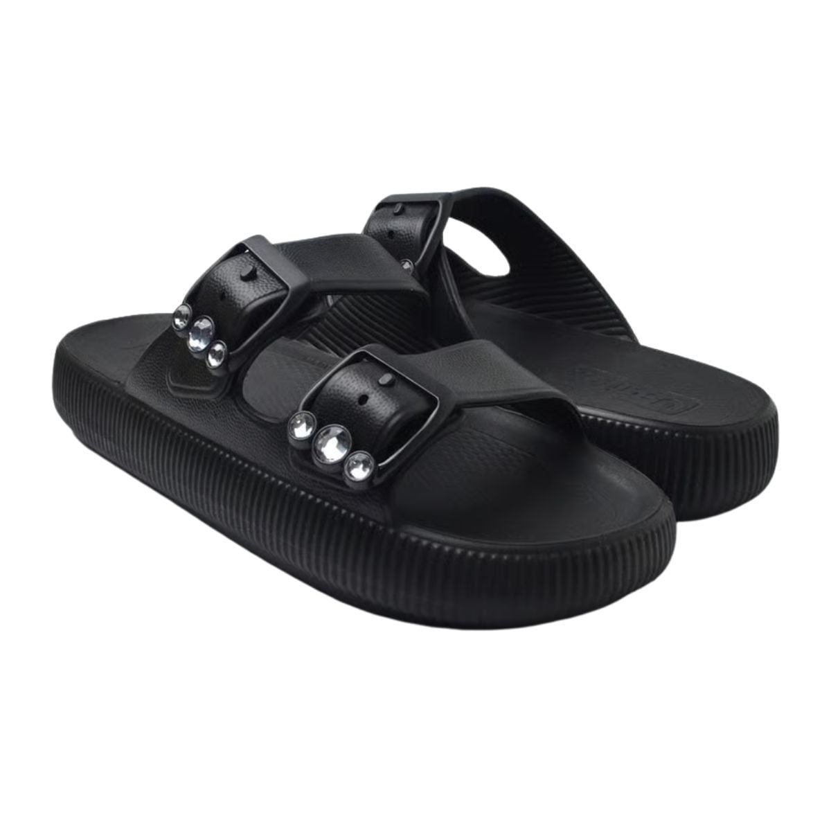 Chinelo Feminino Slide Poofy Fivela Usaflex Preto Preto 7