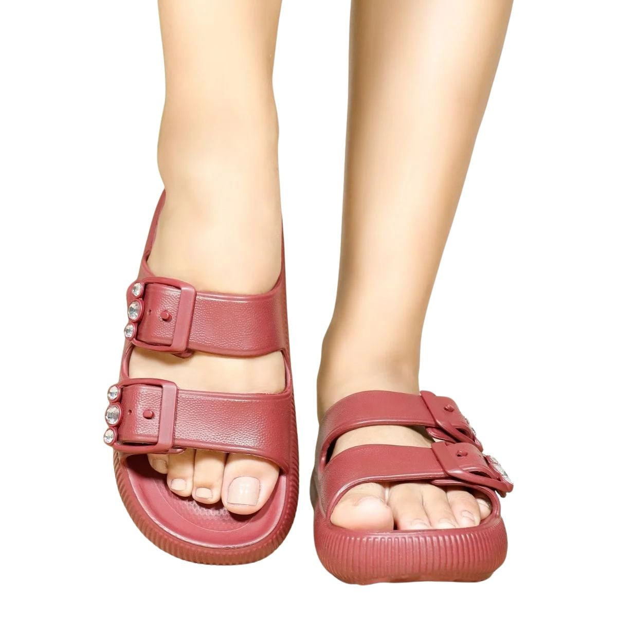 Chinelo Feminino Slide Poofy Usaflex Marrom Terracota 5