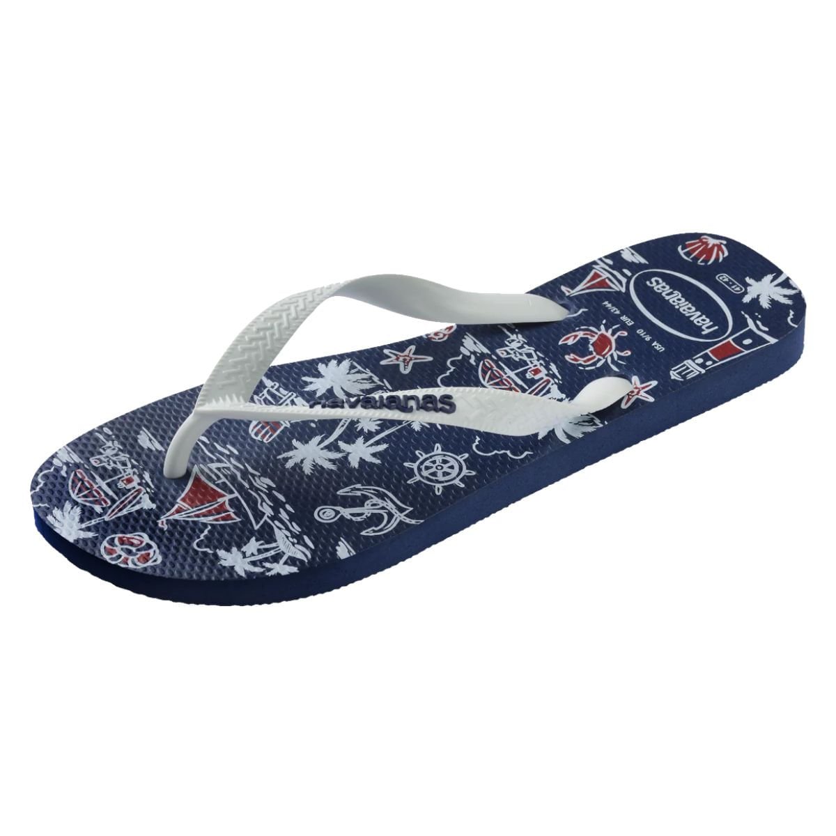 Chinelo Masculino Dedo Havaianas Top Nautical Azul Branco 2