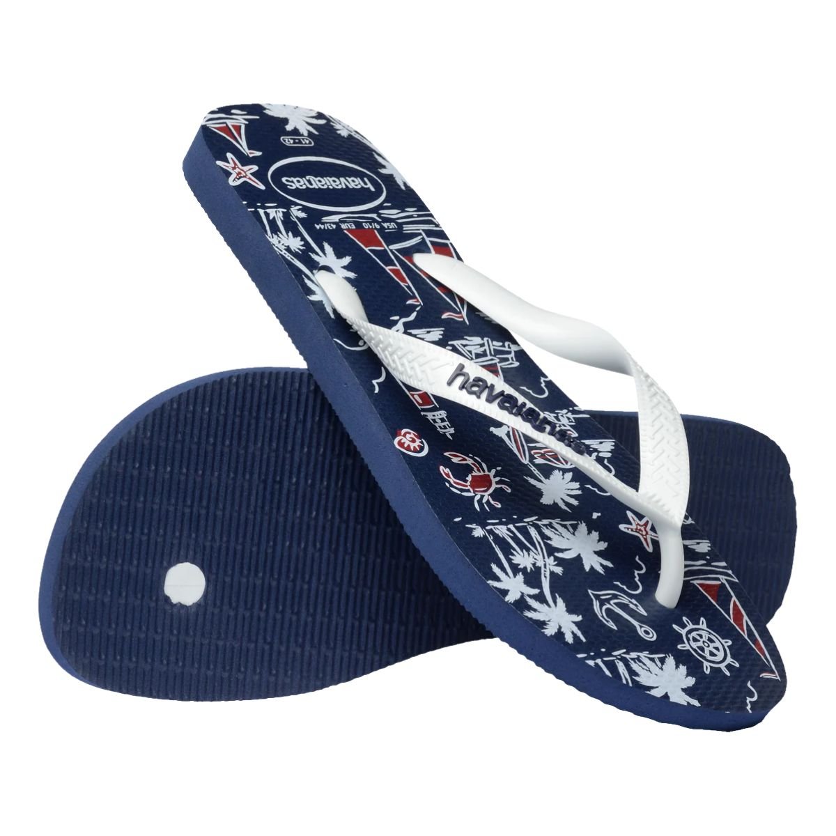 Chinelo Masculino Dedo Havaianas Top Nautical Azul Branco 4