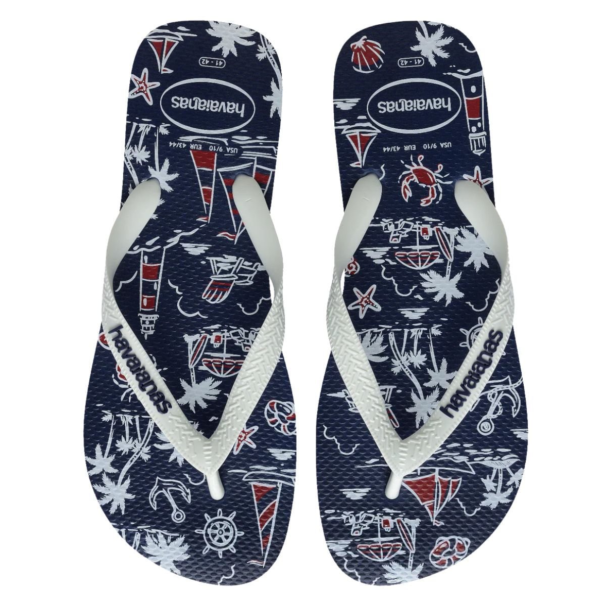 Chinelo Masculino Dedo Havaianas Top Nautical Azul Branco 7