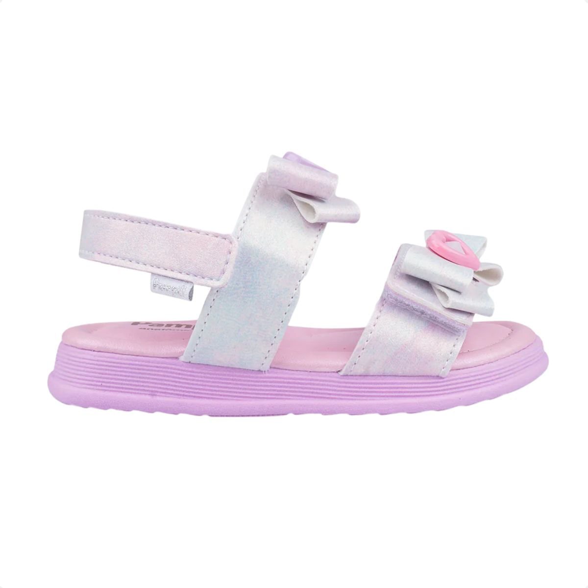 Sandália Infantil Papete Pampili Flower Laços Rosa
