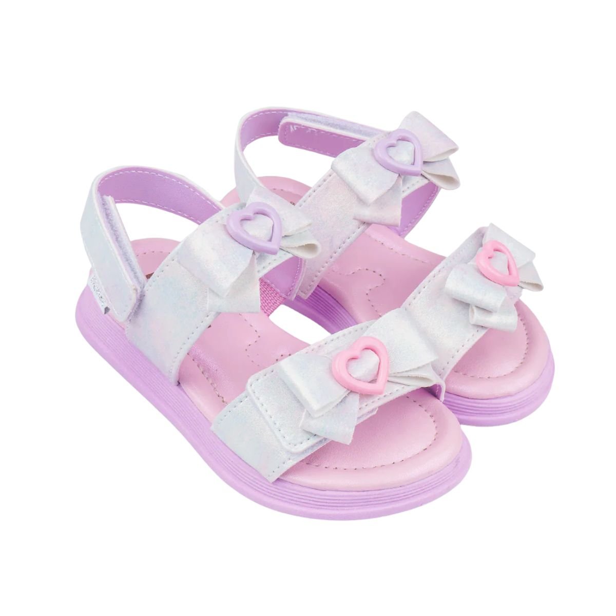 Sandália Infantil Papete Pampili Flower Laços Rosa Prata/Lilás 2