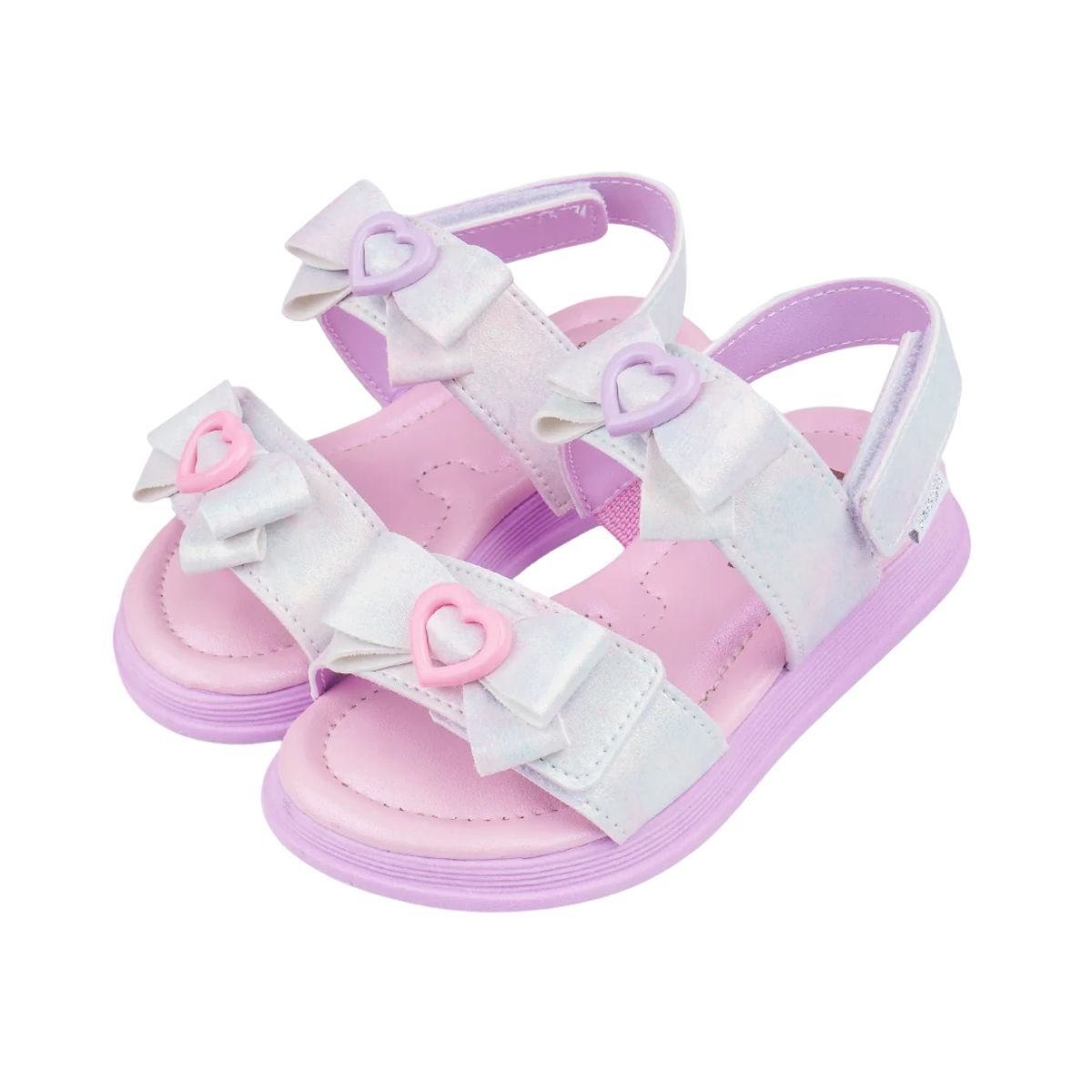 Sandália Infantil Papete Pampili Flower Laços Rosa Prata/Lilás 5