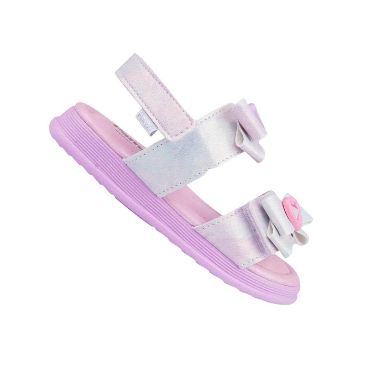 Sandália Infantil Papete Pampili Flower Laços Rosa Prata/Lilás 7