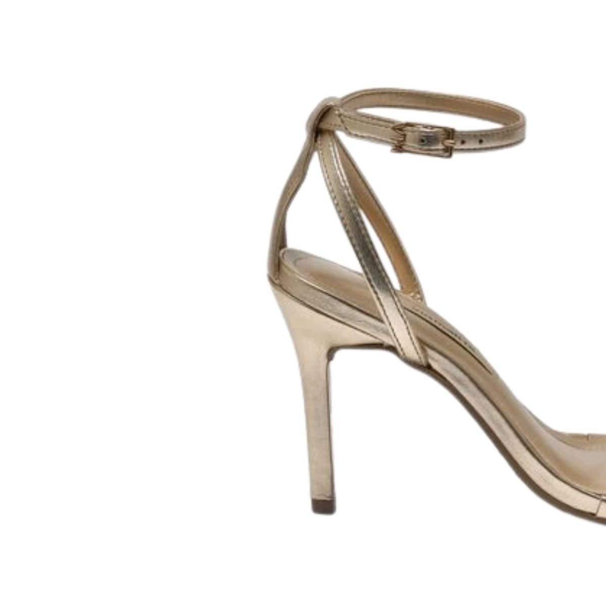 Sandalia Fem Salto Alto Fino Via Marte Dourado 7