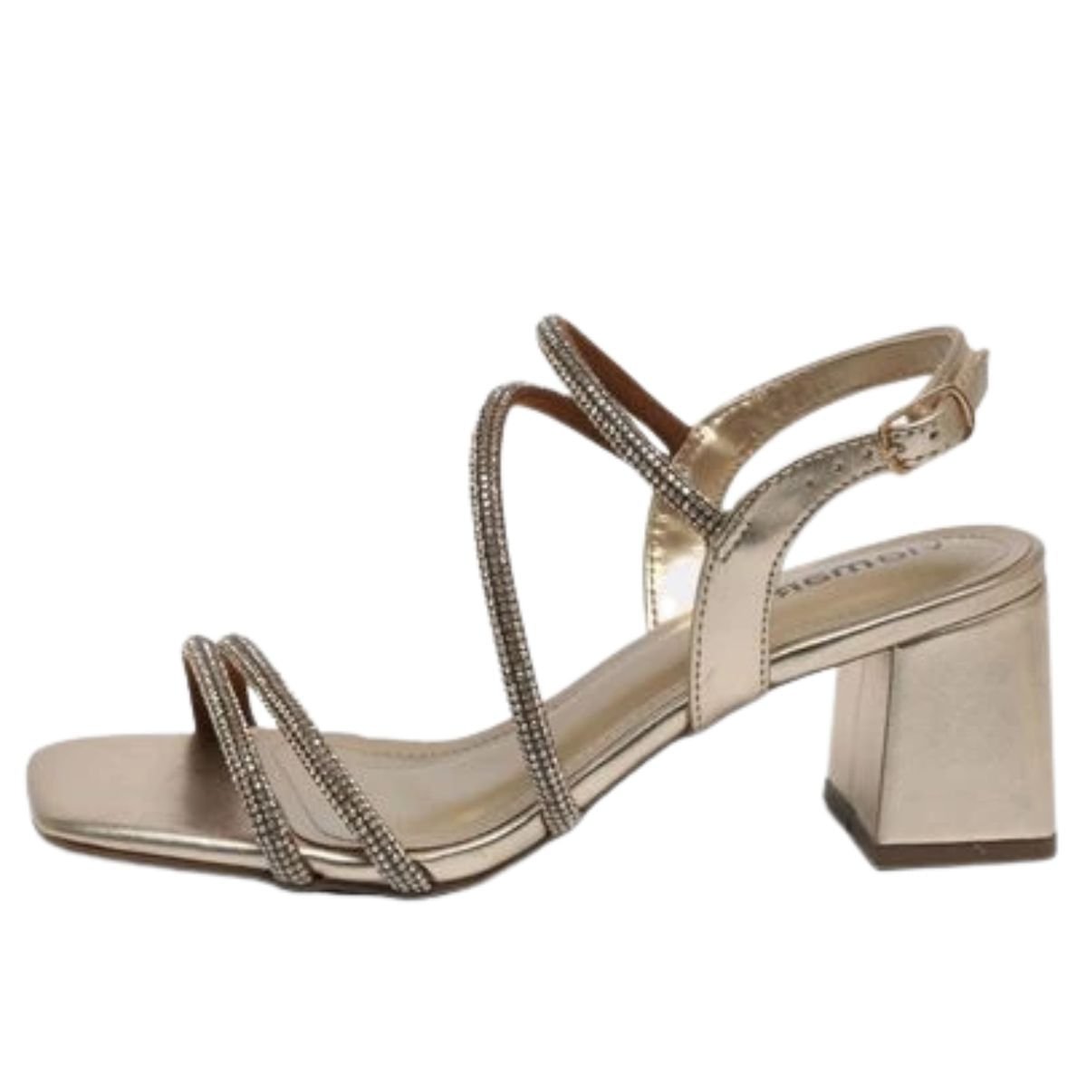 Sandalia Fem Salto Médio Grosso Via Marte Dourado 5