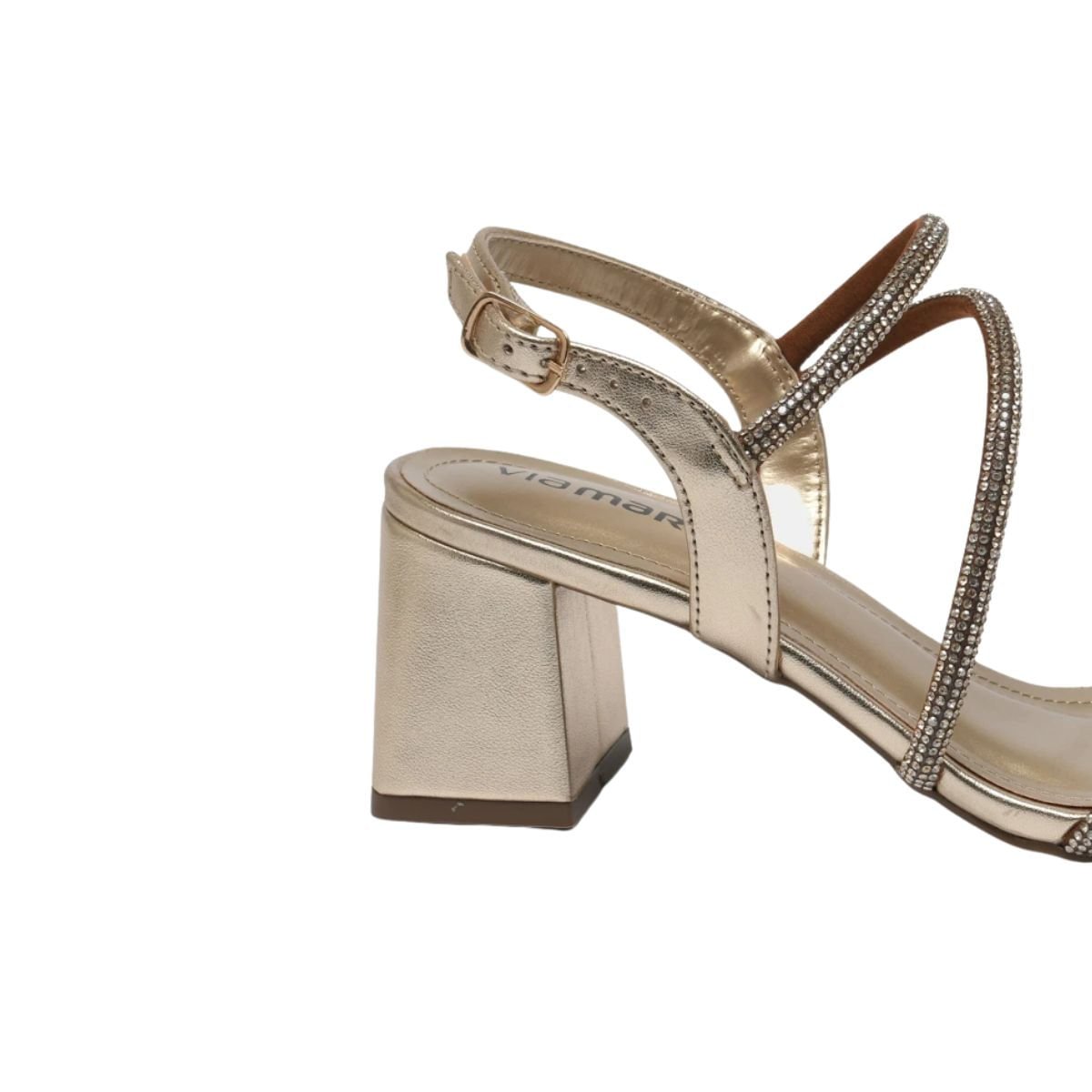 Sandalia Fem Salto Médio Grosso Via Marte Dourado 6