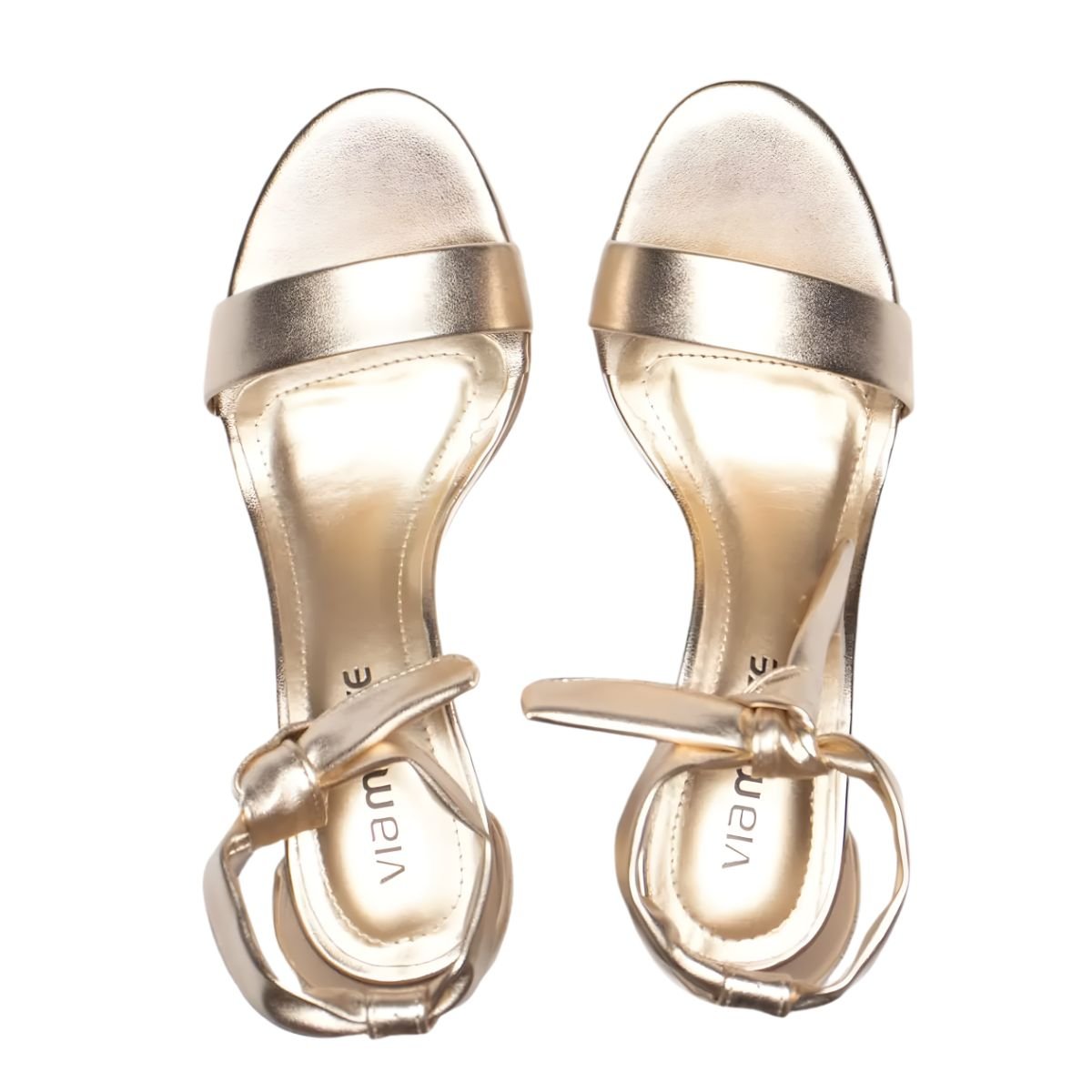 Sandalia Feminina Salto Alto Grosso Via Marte Dourado 2