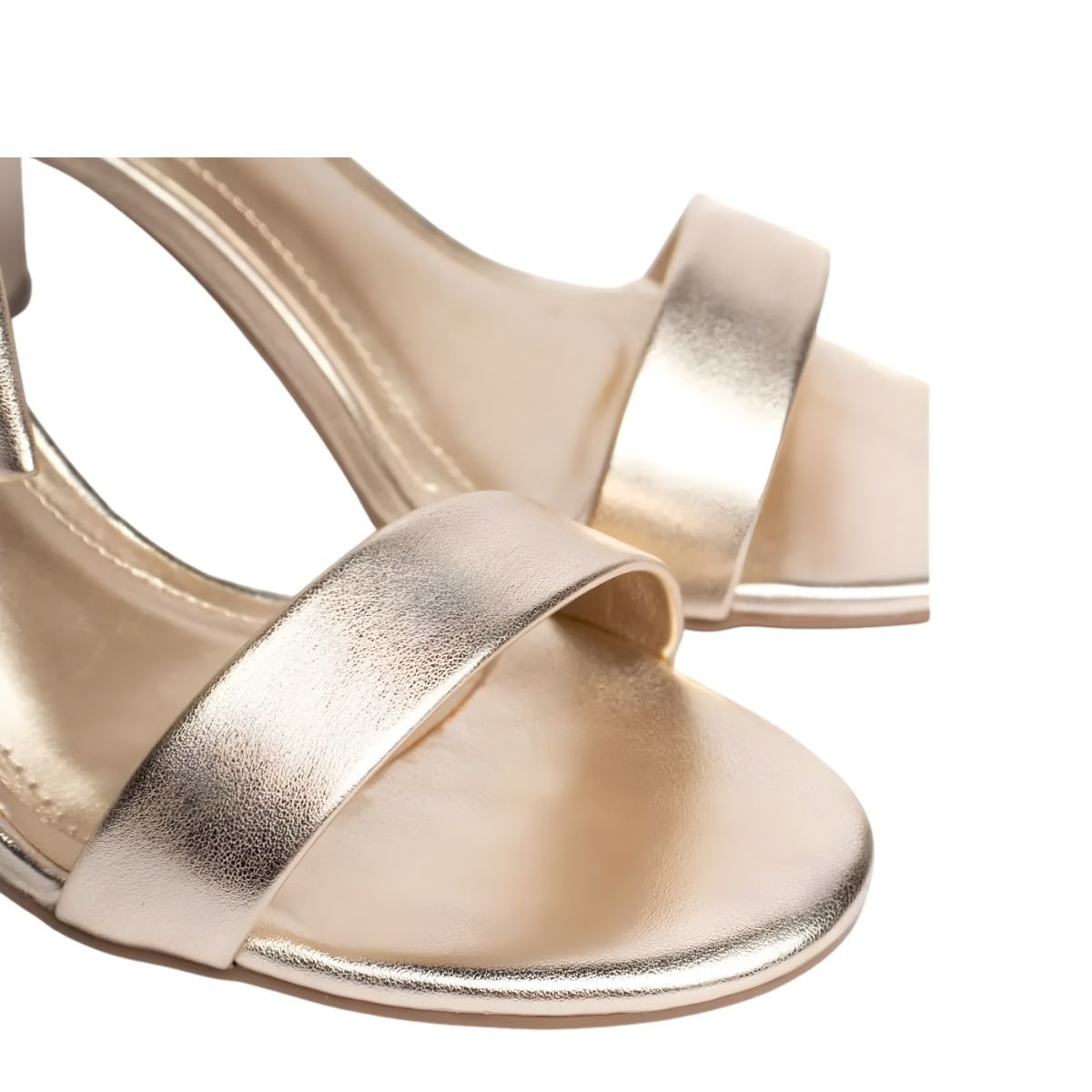 Sandalia Feminina Salto Alto Grosso Via Marte Dourado 4