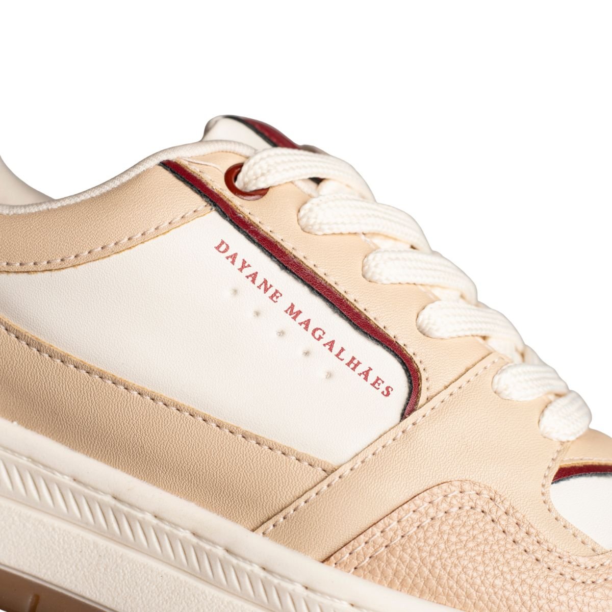 Tênis Feminino Comfy Dm Urban Flow Bege E Vermelho Bege 3