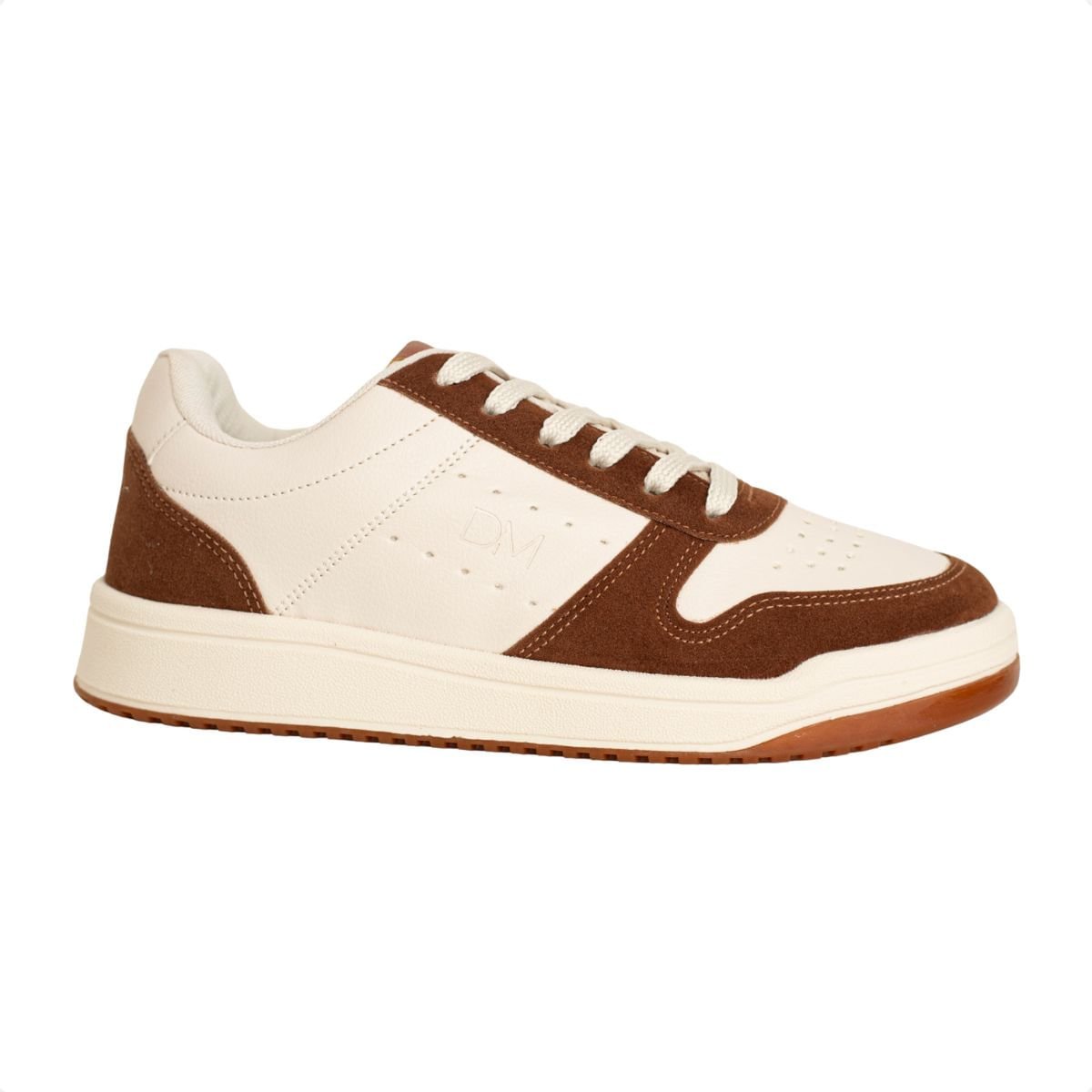 Tênis Feminino Casual Dm Urban Lumi Off White E Marrom