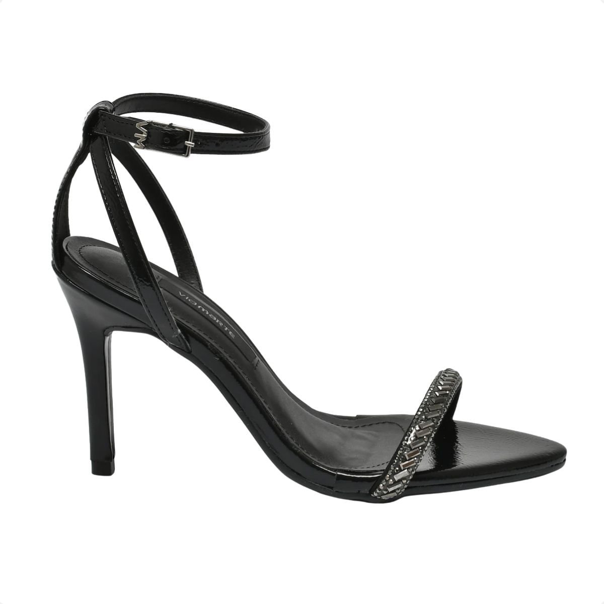 Sandália Feminina Social Salto Alto Fino Via Marte Preta