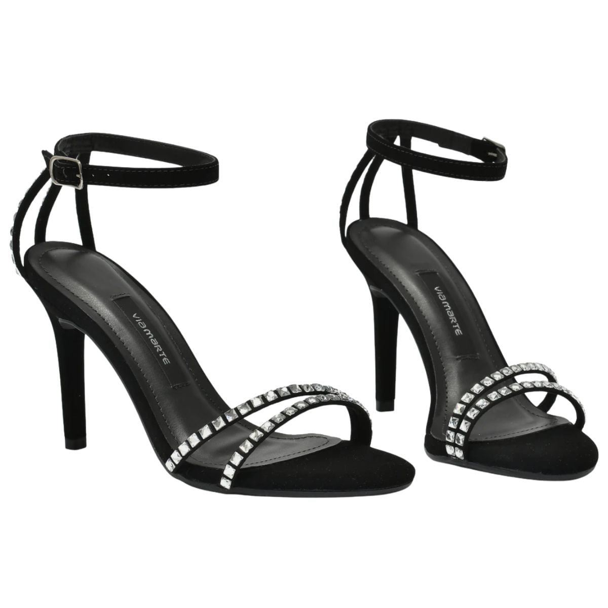 Sandália Feminina Salto Alto Fino Via Marte Preta Preto 3