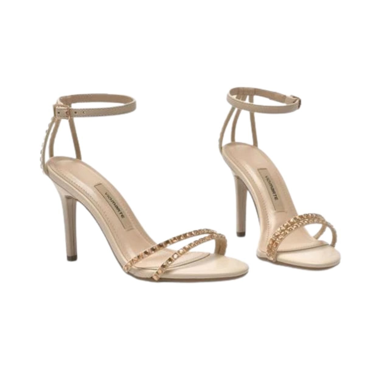 Sandália Feminina Salto Alto Fino Via Marte Bege Bege 3